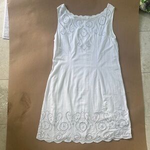 White Embroidered Sleeveless Summer Dress